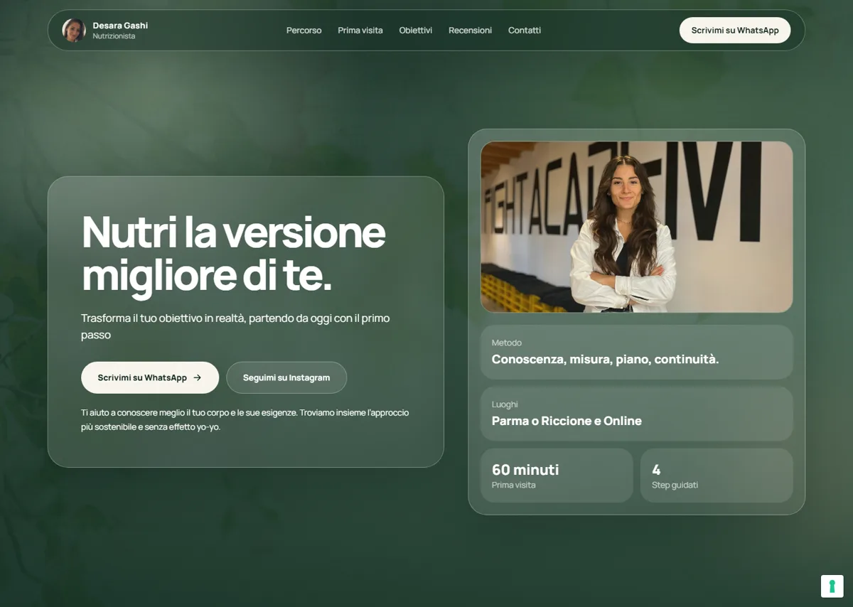 Anteprima del sito Desara Gashi · Nutrizionista