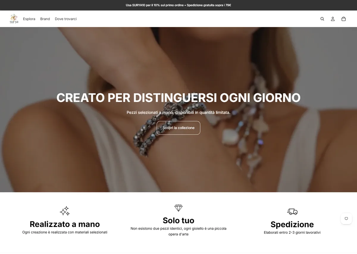 Anteprima del sito Surya Tesori & Accessori